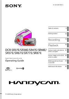 Sony DCR SR 37 E manual. Camera Instructions.